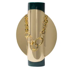 Vaso Bustier Totem 2 in ceramica verde con dettagli in metallo