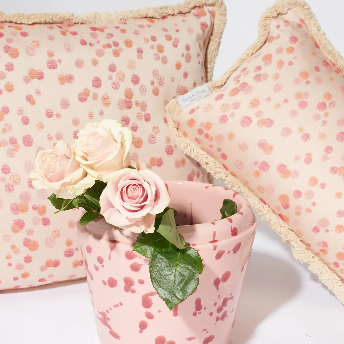 Vaso Cachepot in ceramica rosa e borgogna
