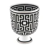 Vaso Cachepot in Porcellana Bianco e Nero Labirinto