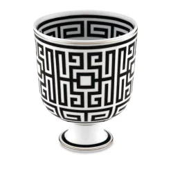 Vaso Cachepot in Porcellana Bianco e Nero Labirinto