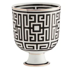 Vaso Cachepot in Porcellana Bianco e Nero Labirinto