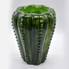 Vaso Cactus in Ceramica Verde Dipinto a Mano