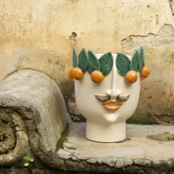 Vaso Calogero il Venditore di Mandarini in Ceramica Beige