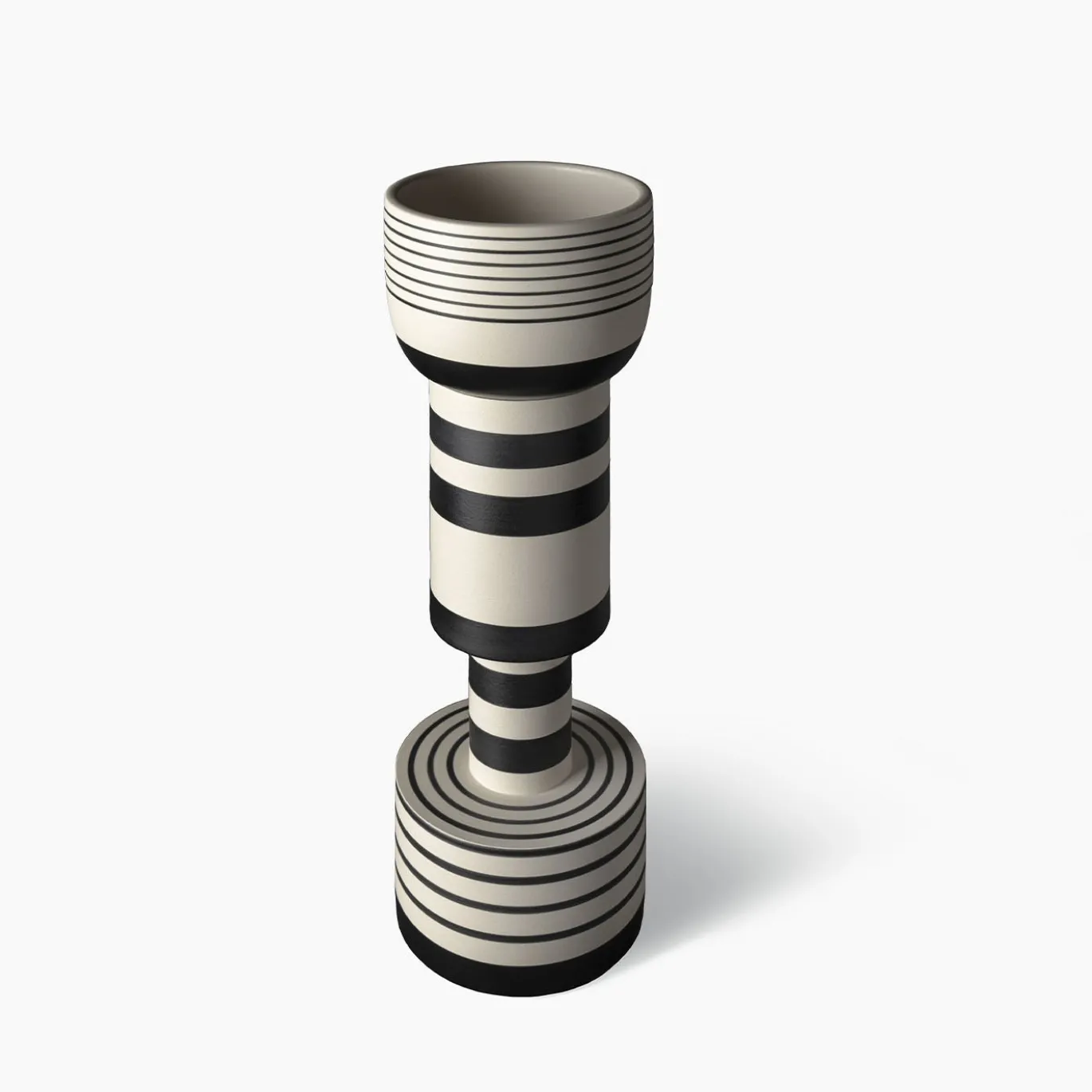 Vaso Chalice in Ceramica Bianca e Nera di Ettore Sottsass