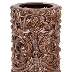 Vaso cilindrico barocco medio in ceramica marrone