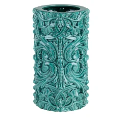 Vaso cilindrico Barocco Medio in ceramica verde ramina