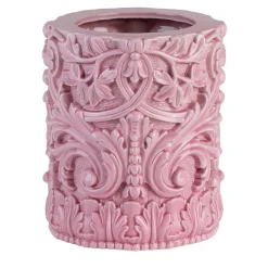 Vaso cilindrico barocco piccolo in ceramica rosa