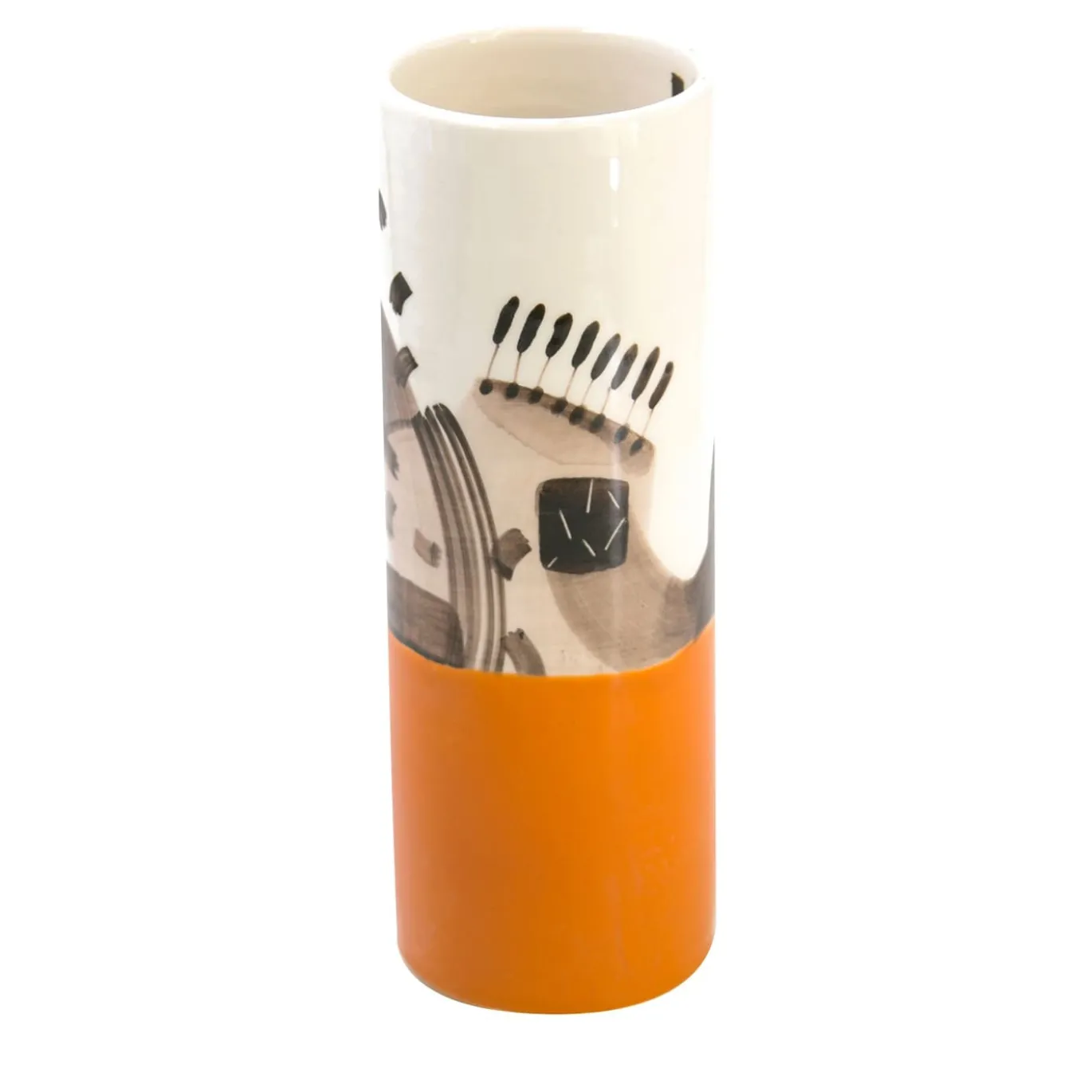 Vaso Cilindrico in Ceramica Arancione Horizon Monolith