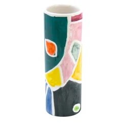 Vaso Cilindrico in Ceramica Policroma Mosaic Monolith