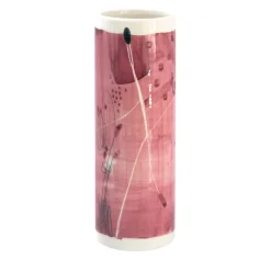 Vaso Cilindrico in Ceramica Rosa Incisa Monolith