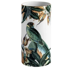 Vaso cilindrico in porcellana Animalia con parot