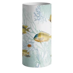 Vaso cilindrico in porcellana Amami con pesci tropicali #1