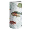 Vaso cilindrico in porcellana Amami con pesci tropicali #2