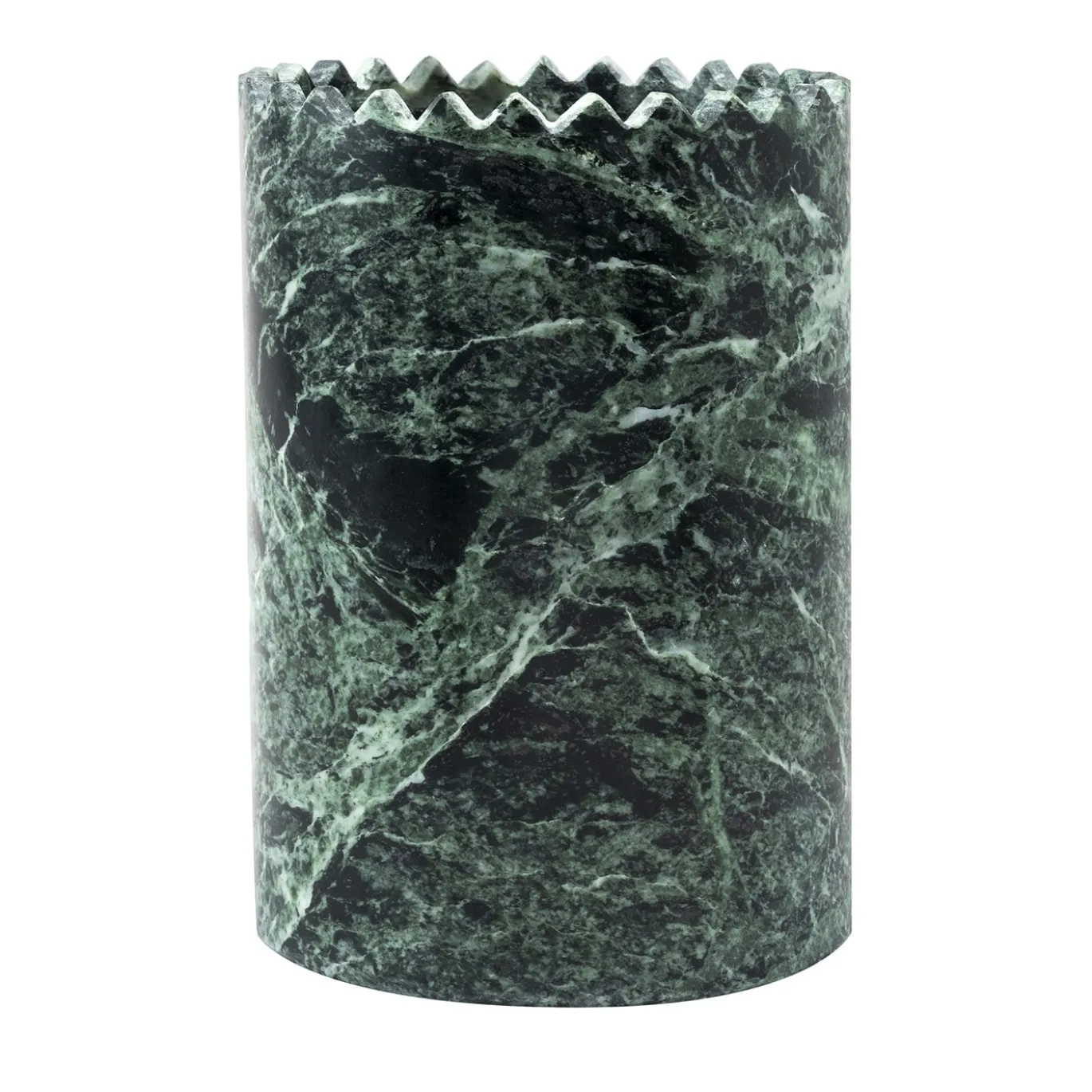 Vaso cilindrico Triangoli in marmo Verde Alpi