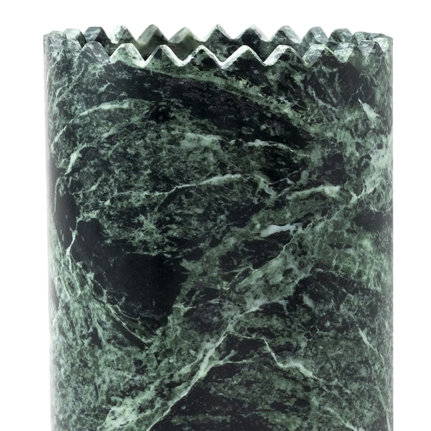 Vaso cilindrico Triangoli in marmo Verde Alpi