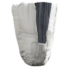 Vaso Ciotola Cartoccio Alto Bianco con Inserto Nero in Ceramica