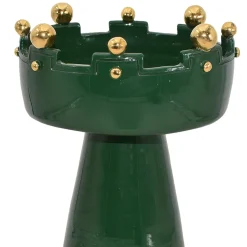Vaso ciotola in maiolica siciliana verde antico con dettagli dorati