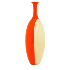 Vaso Circuito Vibrante in ceramica arancione e giallo zabaione