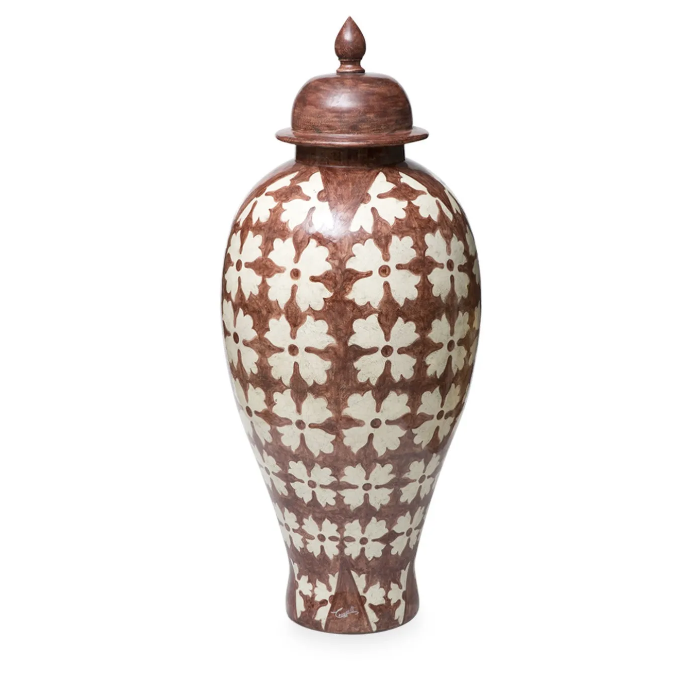 Vaso Clyde con decoro fiori bianchi