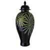 Vaso con coperchio Clyde con decoro palme verdi
