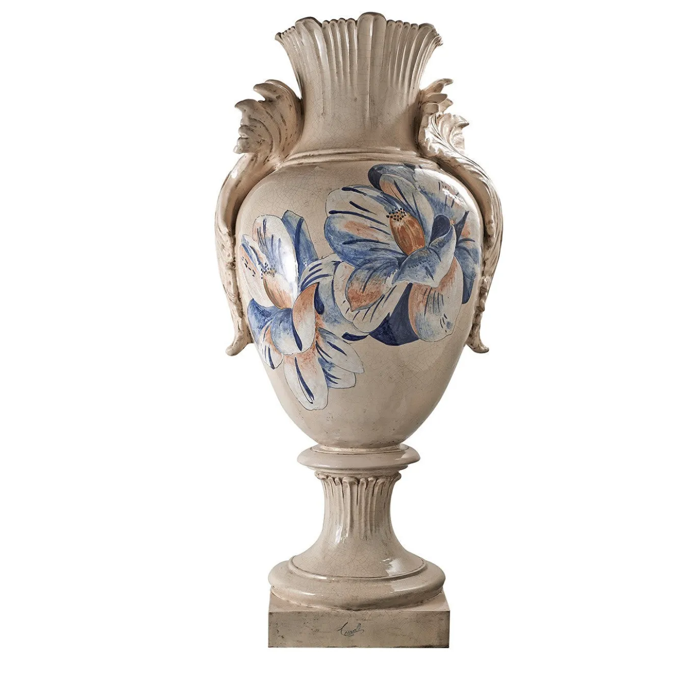 Vaso con decoro fiori di loto