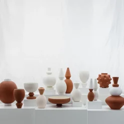 Vaso Coppa Abakas Bianco e Terracotta di Jean-Christophe Clair
