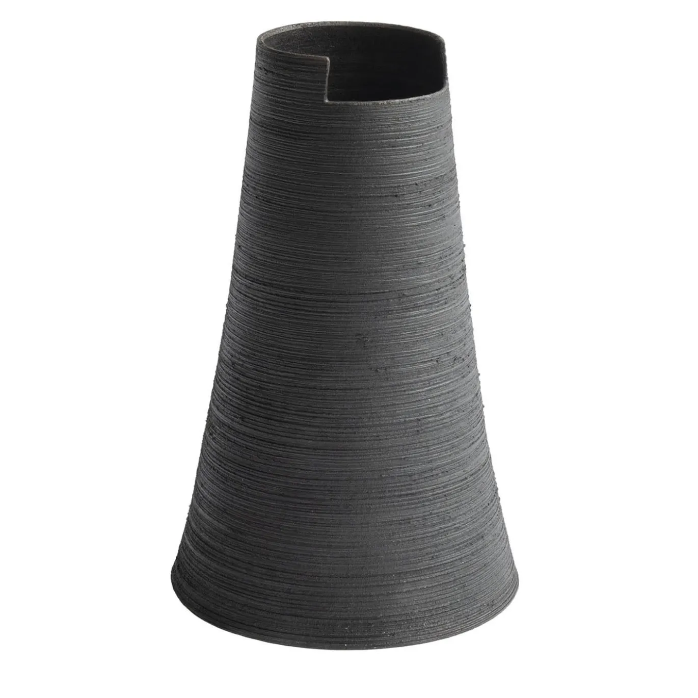 Vaso Cut Alto Nero Fumè in Ceramica