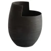 Vaso Cut Medio Nero Fumè in Ceramica