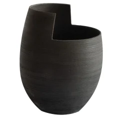 Vaso Cut Medio Nero Fumè in Ceramica