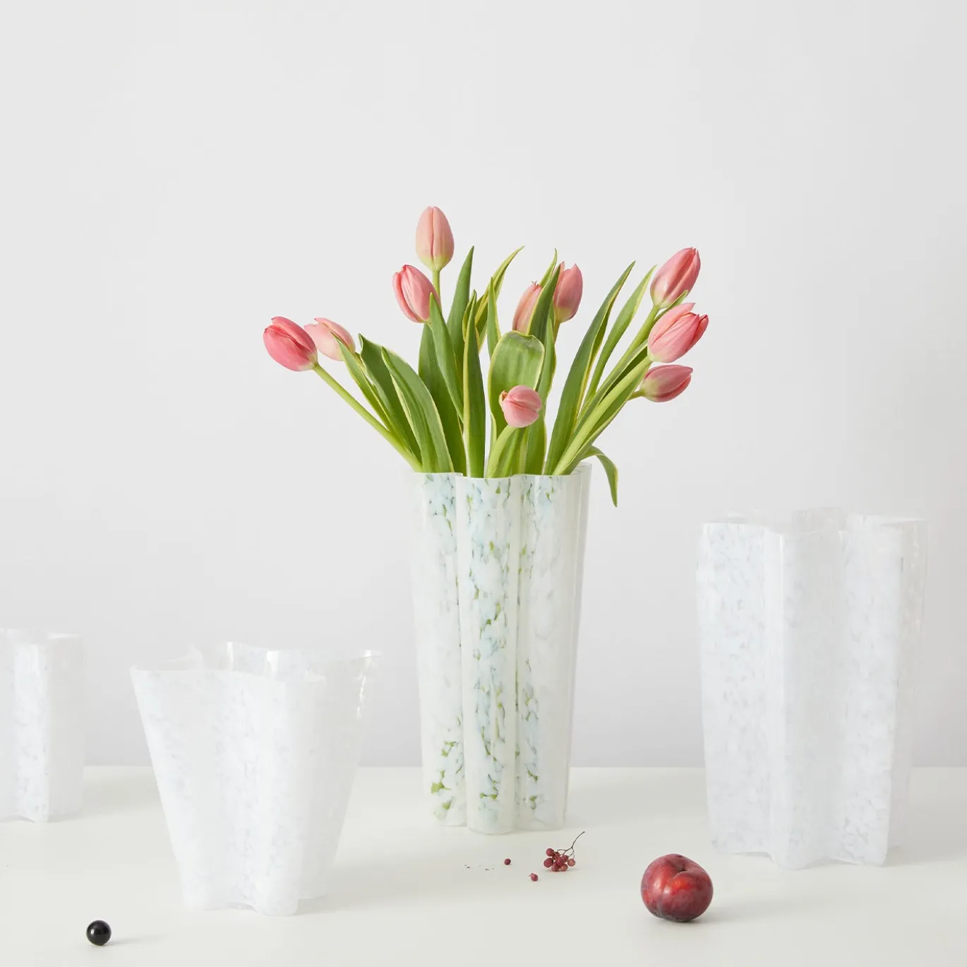 Vaso da fiori in vetro di Murano bianco opalino