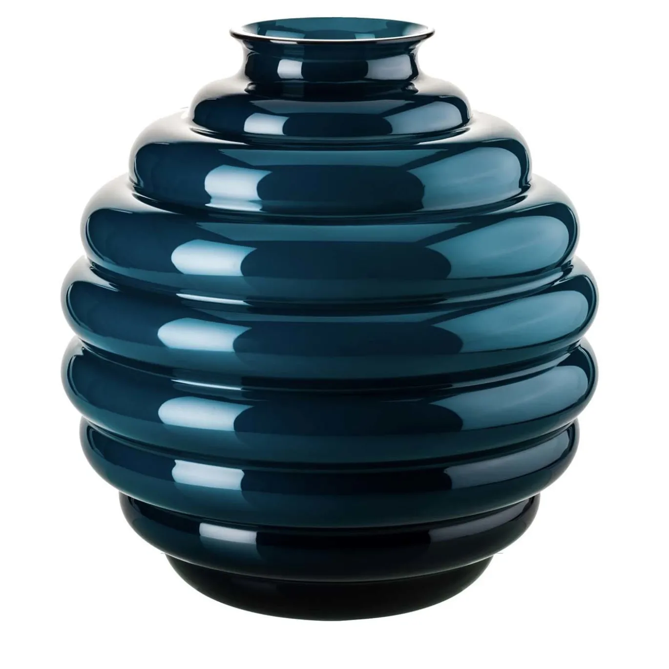 Vaso Deco in Vetro Soffiato Blu Cerulean di Napoleone Martinuzzi