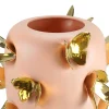 Vaso decorativo Alidoro con farfalle dorate in ceramica pesca