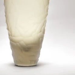 Vaso decorativo alto in vetro di Murano bianco