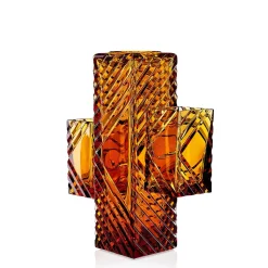 Vaso Decorativo Cactus Grande In Cristallo Color Ambra