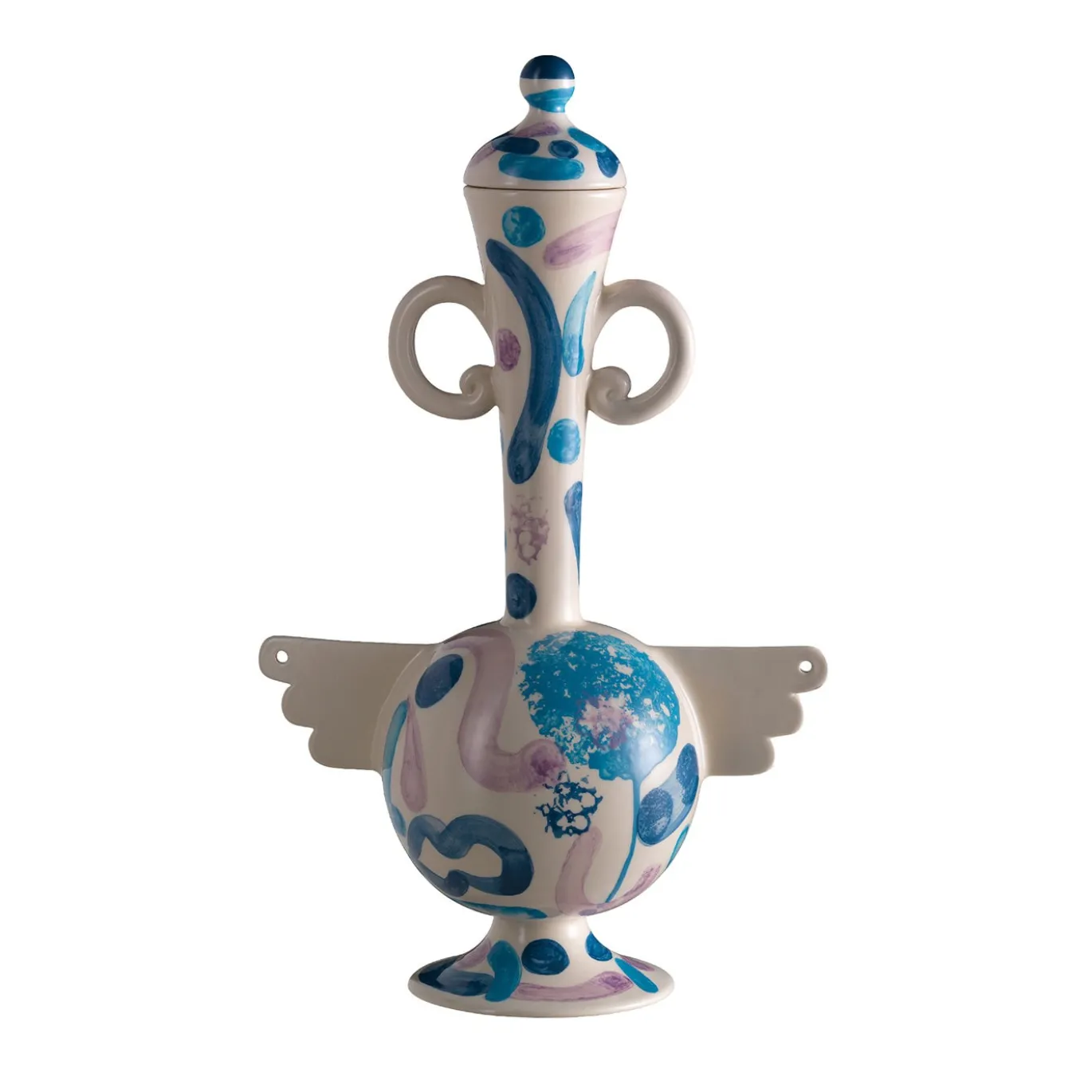 Vaso Decorativo Canto della Luna in Argilla Blu e Lilla di Louis Bottero