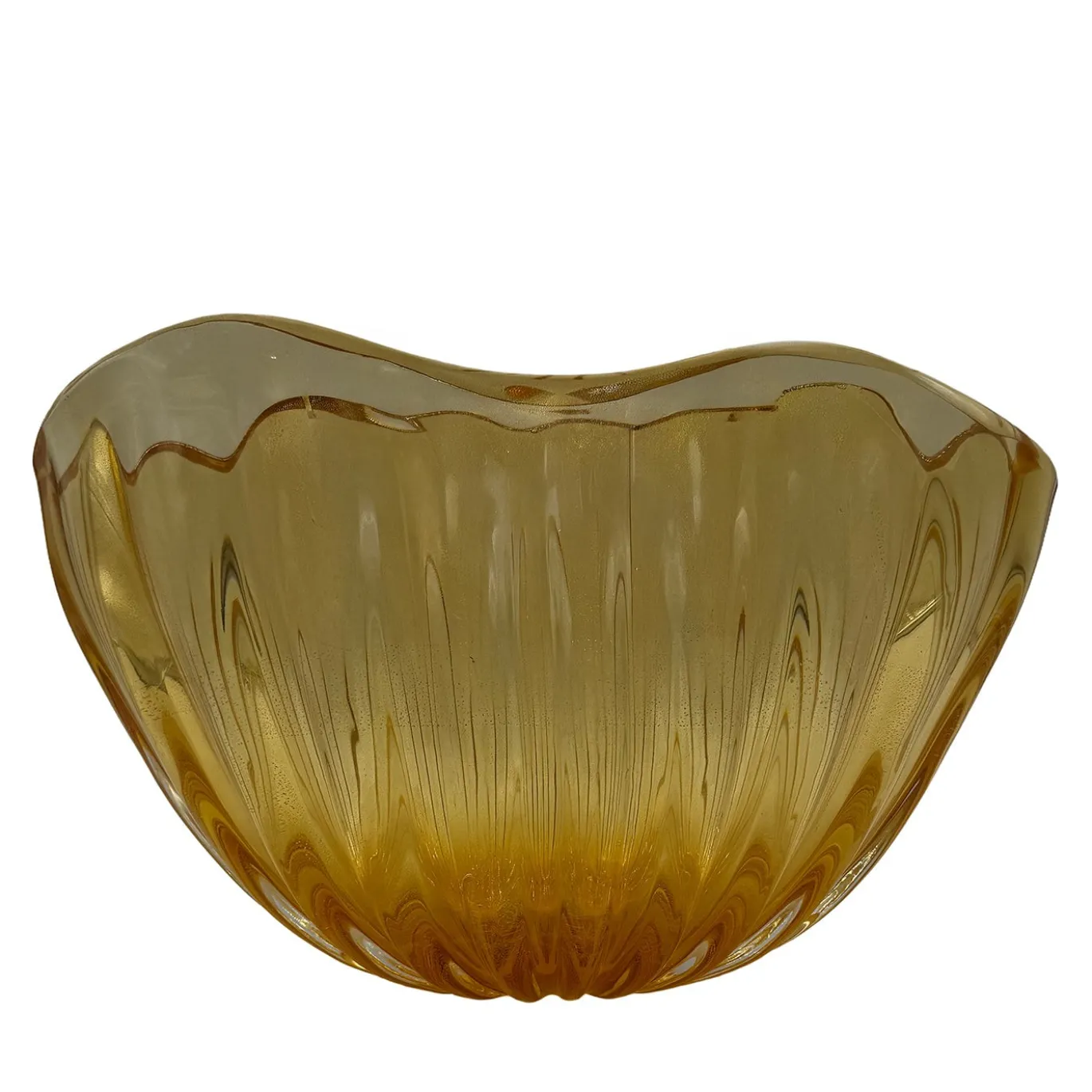 Vaso decorativo Cenere basso in vetro di Murano ambra