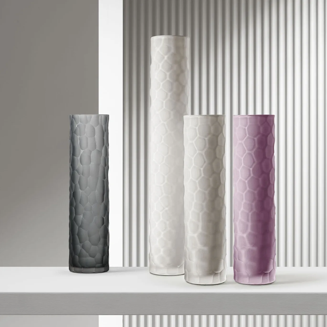 Vaso Decorativo Cilindrico in Vetro Grigio Tube