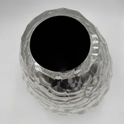 Vaso decorativo Diamante in vetro di Murano argentato specchiato
