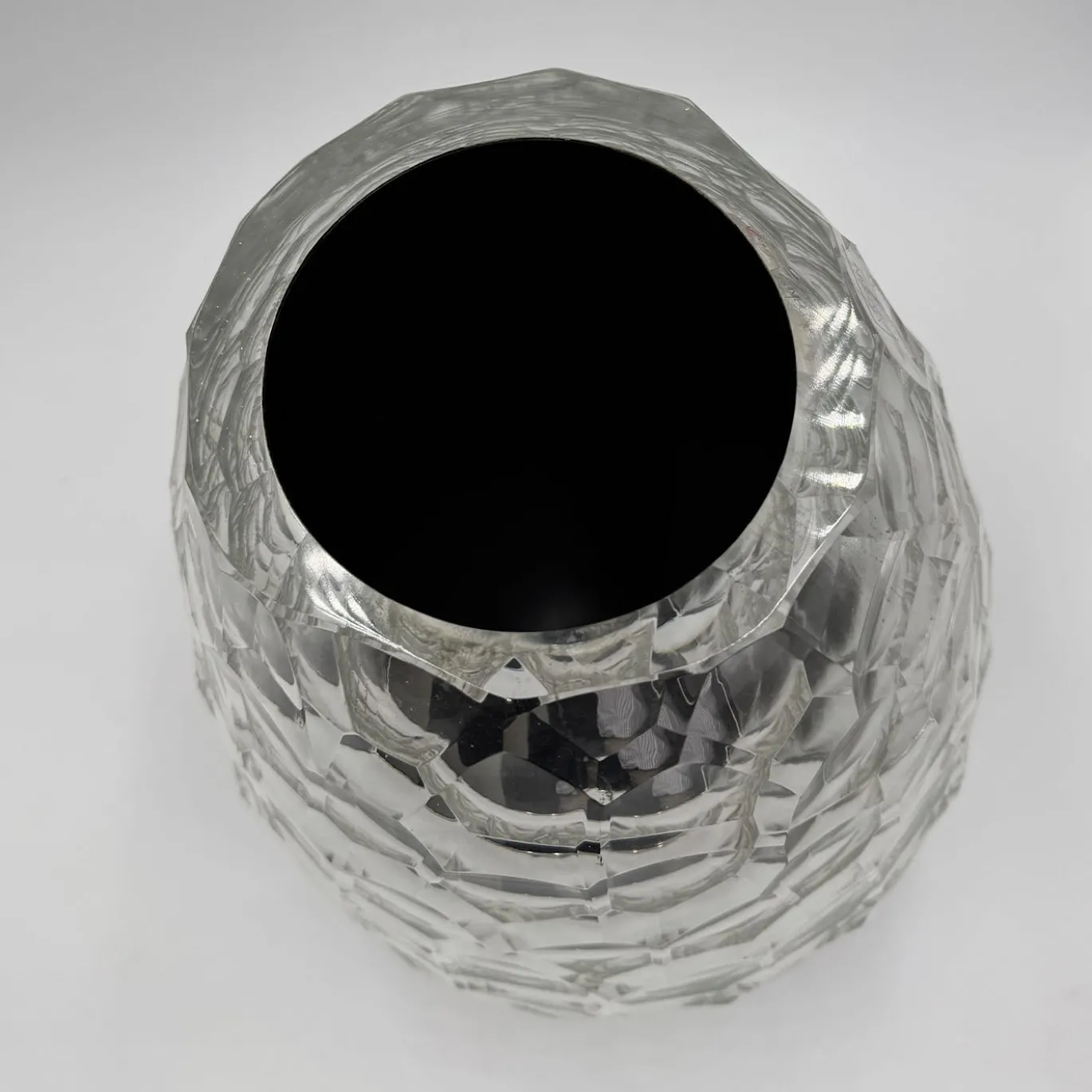 Vaso decorativo Diamante in vetro di Murano argentato specchiato