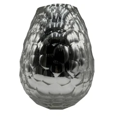Vaso decorativo Diamante in vetro di Murano argentato specchiato
