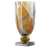 Vaso decorativo Egeria piccolo in cristallo ambra e grigio Linea Roma
