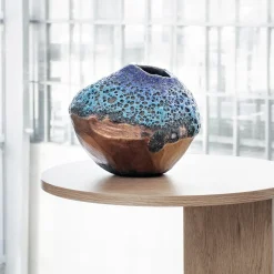 Vaso Decorativo Gem Turchese e Bronzo
