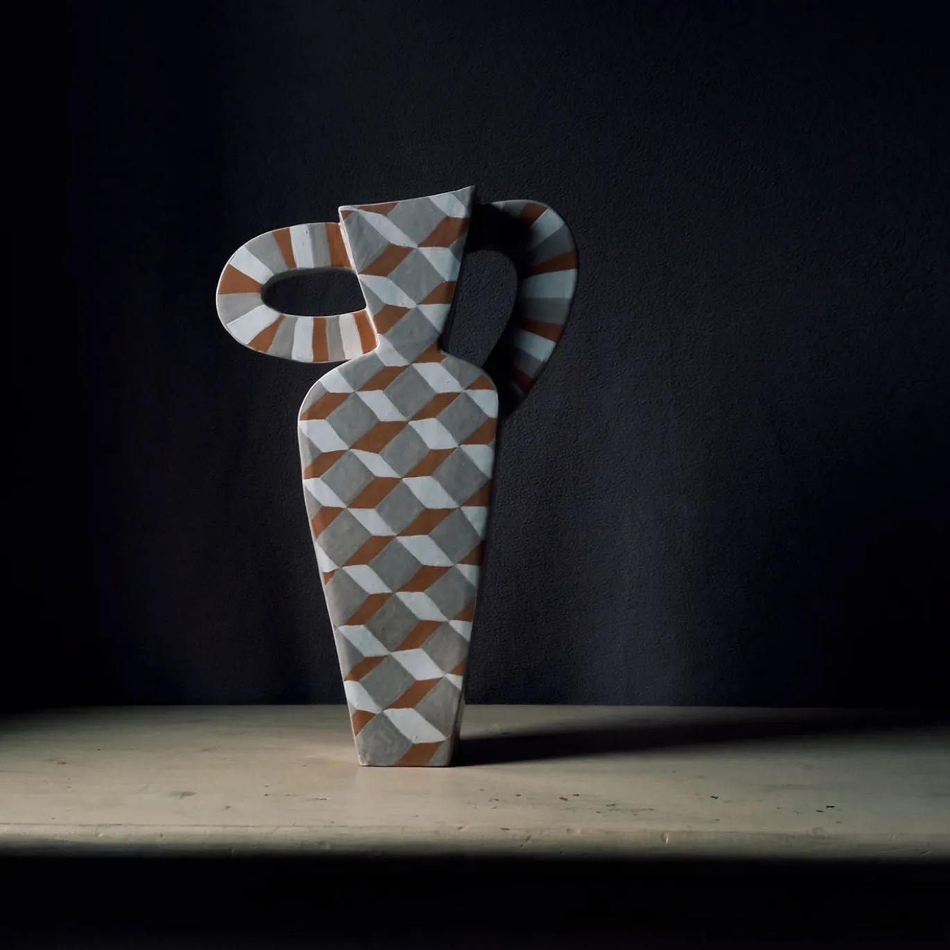 Vaso Decorativo Geometrico Arcadia in Terracotta