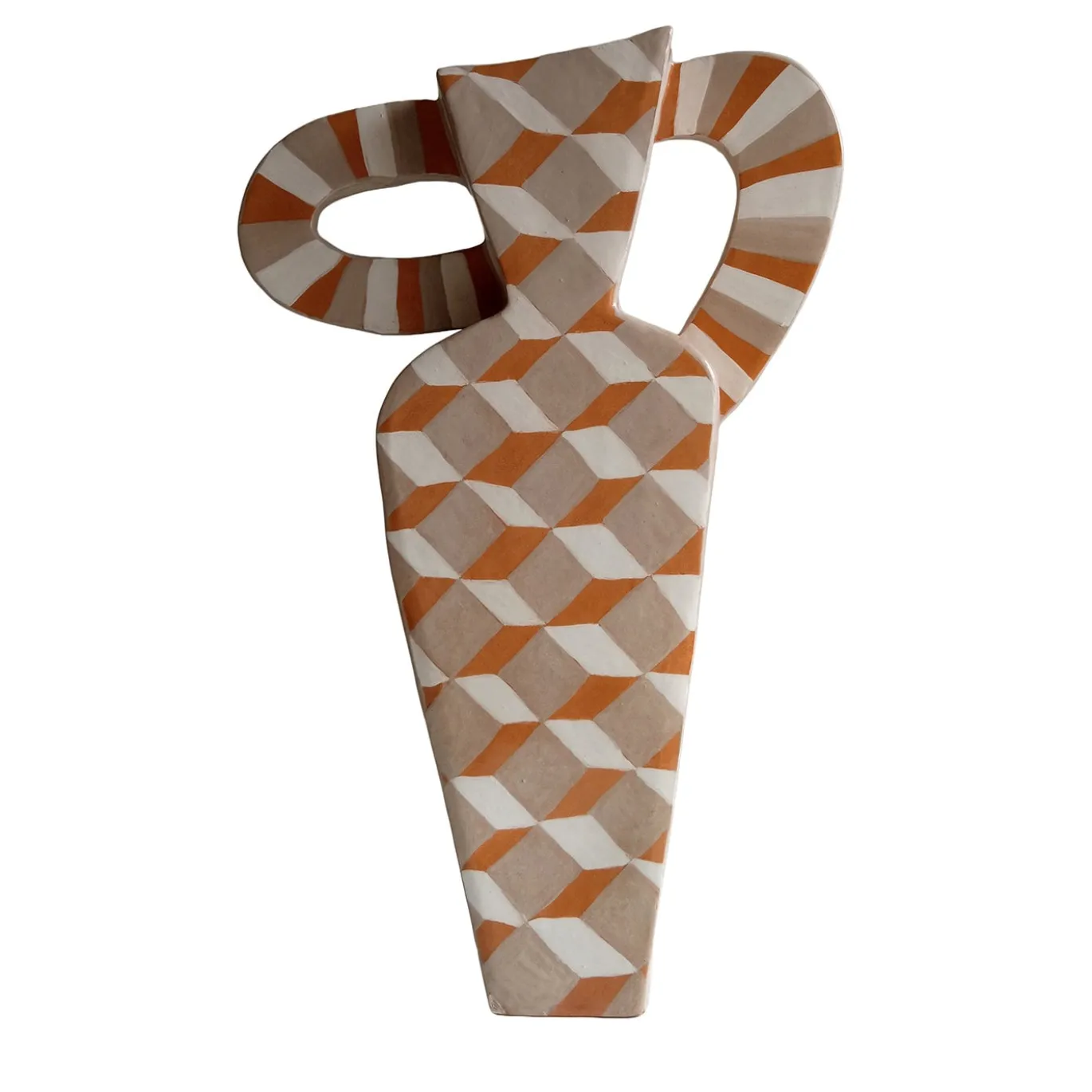 Vaso Decorativo Geometrico Arcadia in Terracotta