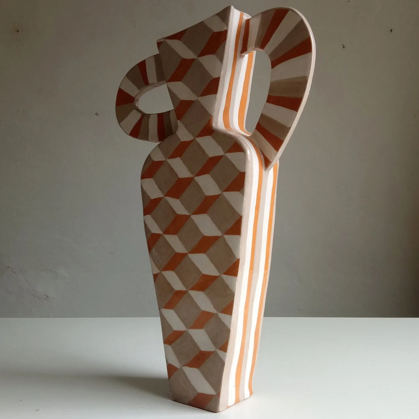 Vaso Decorativo Geometrico Arcadia in Terracotta