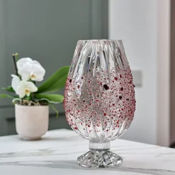 Vaso Decorativo Graffiante In Cristallo Con Dettagli Rossi