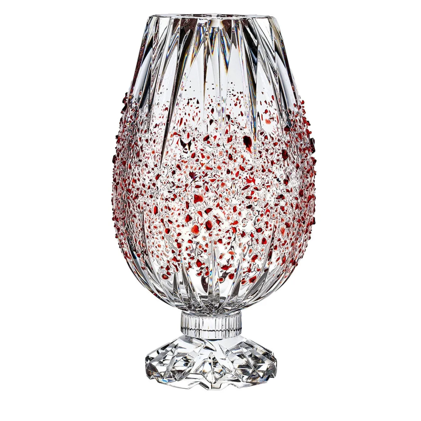 Vaso Decorativo Graffiante In Cristallo Con Dettagli Rossi