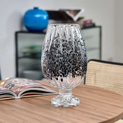 Vaso Decorativo Graffiante In Cristallo Con Dettagli Neri