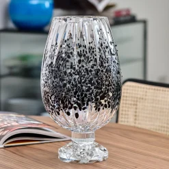 Vaso Decorativo Graffiante In Cristallo Con Dettagli Neri