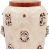 Vaso decorativo Heads in maiolica siciliana con finitura anticata